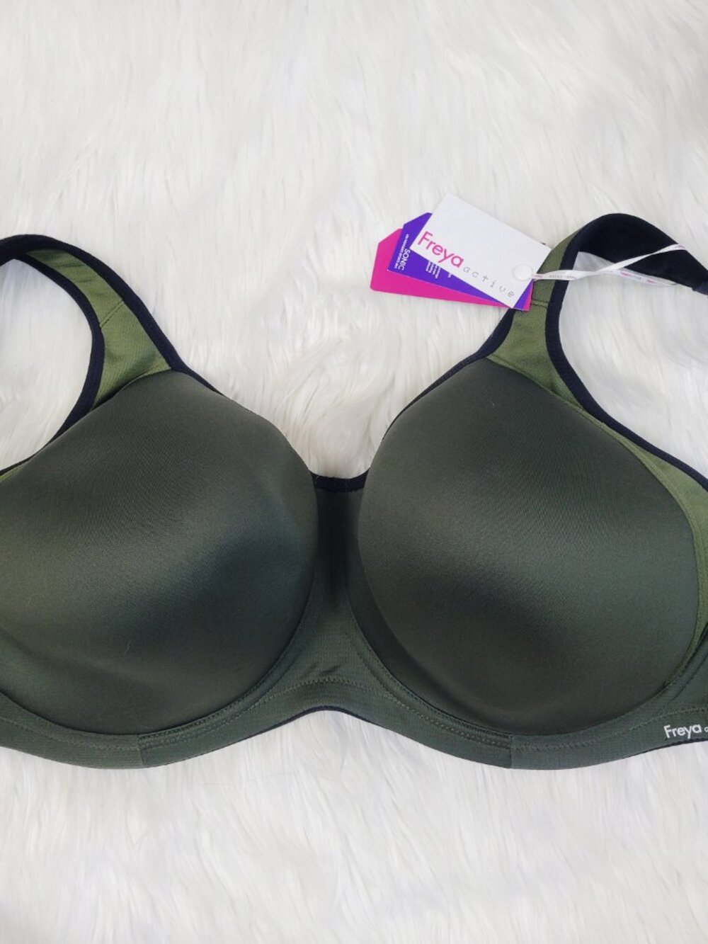 New Freya Active Sports Bra Sonic UW Moulded Size 34K (US) Green AC4892 NWT